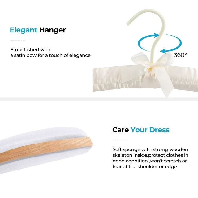 Alt view image 4 of 7 - Padded Hanger for Sweaters - 17 Inch Extra Large Heavy Duty Satin Covered Coat Hangers No Shoulder Bump for Women Clothes, Sweaters, Dresses, Clothing, Weddings, Lingerie Pack of 10, Ivory