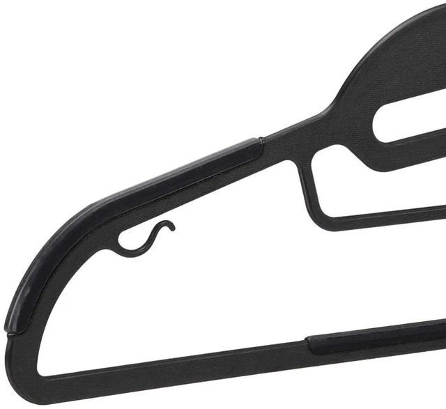 Alt view image 6 of 6 - Non-slip Heavy Duty Space Saving Plastic Hangers with Rubber and Horizontal Bar, Lightweight, Gray, Pack of 50