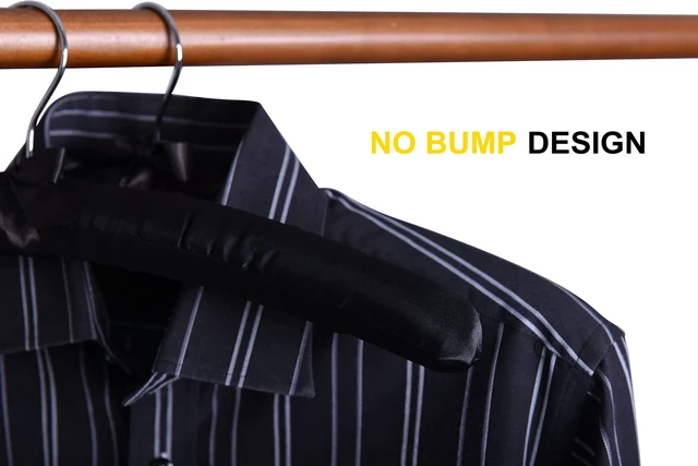 Alt view image 5 of 6 - 5 Pack Large Black Satin Padded Hangers for Women Clothing 17" | No Shoulder Bump, Silk Clothes Hangers for Sweaters, Dress, Wedding Dress, Bridal Gown, Cashmere