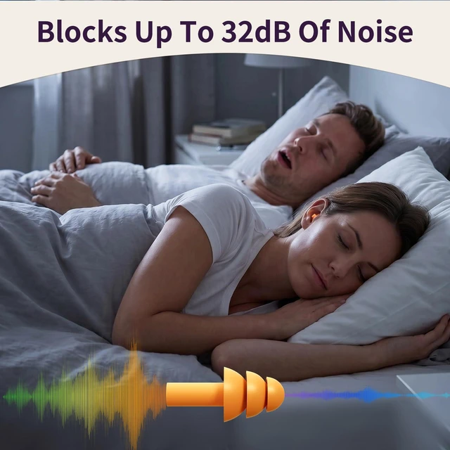 Alt view image 2 of 7 - 20 Pairs Ear Plugs for Sleeping, Reusable 32 dB (NRR) Noise Reduction for Side Sleepers, Swimming, Showering, Travel, Soft & Comfortable Fit, Hearing Protection, Comes with Separate Storage Cases