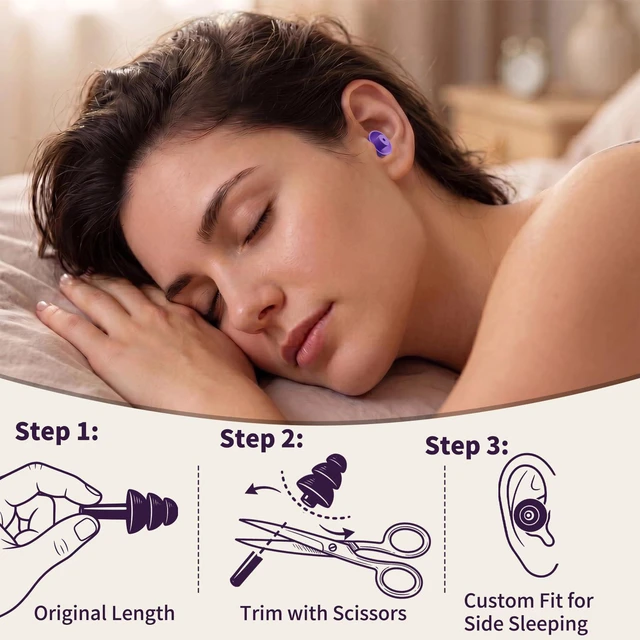 Alt view image 3 of 7 - 20 Pairs Ear Plugs for Sleeping, Reusable 32 dB (NRR) Noise Reduction for Side Sleepers, Swimming, Showering, Travel, Soft & Comfortable Fit, Hearing Protection, Comes with Separate Storage Cases
