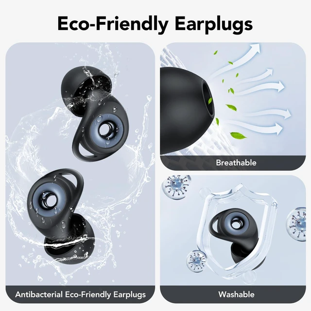 Alt view image 4 of 7 - Ear Plugs for Sleeping Noise Cancelling, Soft Earplugs for Concert, Reusable Ear Plugs for Noise Reduction with 8 Ear Tips, Silicone Hearing Protection for Work, Concert