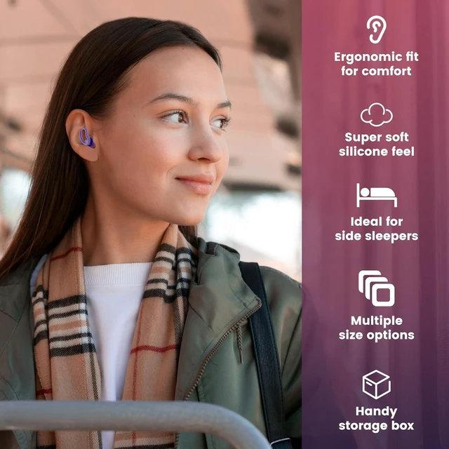 Alt view image 4 of 7 - Ear Plugs for Sleeping,Reusable Noise Reduction Ear Plugs for Side Sleepers 2 Pairs Silicone Ear Plugs, 6 Sizes Ear Tips (Single & Dual Layer), 30dB Noise Cancelling for Snoring,Travel ,Focus&Concerts