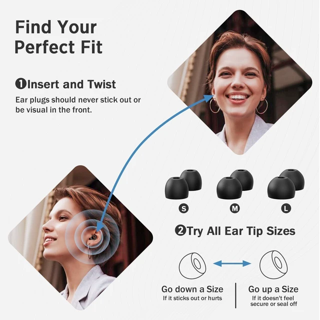 Alt view image 5 of 7 - Ear Plugs for Sleep Super Soft, Reusable Hearing Protection in Flexible Silicone for Noise Reduction & Flights - 8 Ear Tips in XS/S/M/L -Black.Hearing Protection Ear Plugs Noise Cancelling 30dB