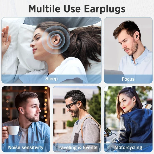 Alt view image 6 of 7 - Ear Plugs for Sleep Super Soft, Reusable Hearing Protection in Flexible Silicone for Noise Reduction & Flights - 8 Ear Tips in XS/S/M/L -Black.Hearing Protection Ear Plugs Noise Cancelling 30dB