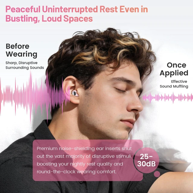 Alt view image 3 of 7 - Earplugs for Hearing Protection and Noise Reduction, Sleeping Noise Cancelling, 30dB Soft Silicone Hearing Protection Earplugs, Reusable with Case & 8Eartips for Deep Focus, Light Pink