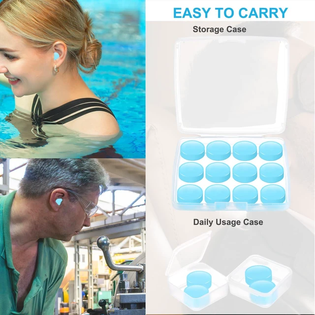 Alt view image 6 of 7 - Ear Plugs for Sleeping, 16 Moldable Noise Cancelling Silicone Earplugs for Swimming, Snoring, Sleep and Studying, Blue