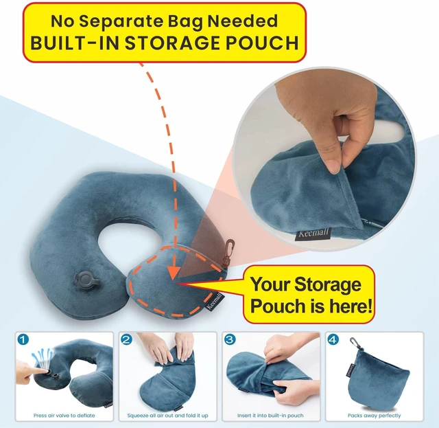 Alt view image 2 of 7 - Portable Inflatable Travel Neck Pillow for Airplane, Car & Office | Compact Blow-Up U-Shaped Neck &Shoulder Support with Washable Pillowcase, Ideal for Plane, Train, Home Relaxation&Office Naps