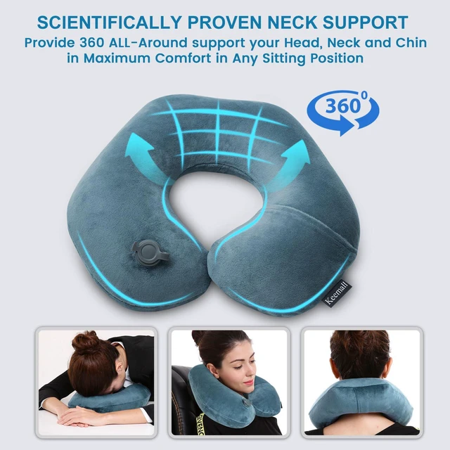 Alt view image 4 of 7 - Portable Inflatable Travel Neck Pillow for Airplane, Car & Office | Compact Blow-Up U-Shaped Neck &Shoulder Support with Washable Pillowcase, Ideal for Plane, Train, Home Relaxation&Office Naps