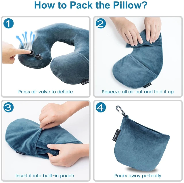 Alt view image 7 of 7 - Portable Inflatable Travel Neck Pillow for Airplane, Car & Office | Compact Blow-Up U-Shaped Neck &Shoulder Support with Washable Pillowcase, Ideal for Plane, Train, Home Relaxation&Office Naps