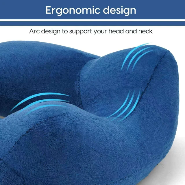 Alt view image 3 of 6 - Inflatable Travel Pillow for Airplane Inflatable Neck Pillow for Traveling with Soft Velvet Washable Cover for Sleeping, Airplane,Train, Car, Office, Contoured Eye Masks, Earplugs