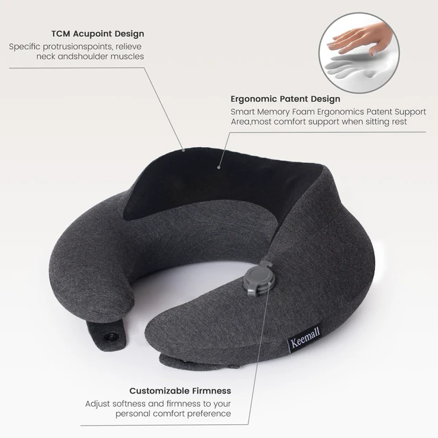 Alt view image 2 of 7 - Upgraded Premium Inflatable Travel Neck Pillow for Airplane & Car | 3rd Generation Double Comfort, Adjustable Neck & Shoulder Headrest to Relieve Neck Pain,Separate Storage Bag for Office Naps