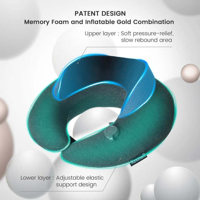 Alt view image 3 of 7 - Upgraded Premium Inflatable Travel Neck Pillow for Airplane & Car | 3rd Generation Double Comfort, Adjustable Neck & Shoulder Headrest to Relieve Neck Pain,Separate Storage Bag for Office Naps