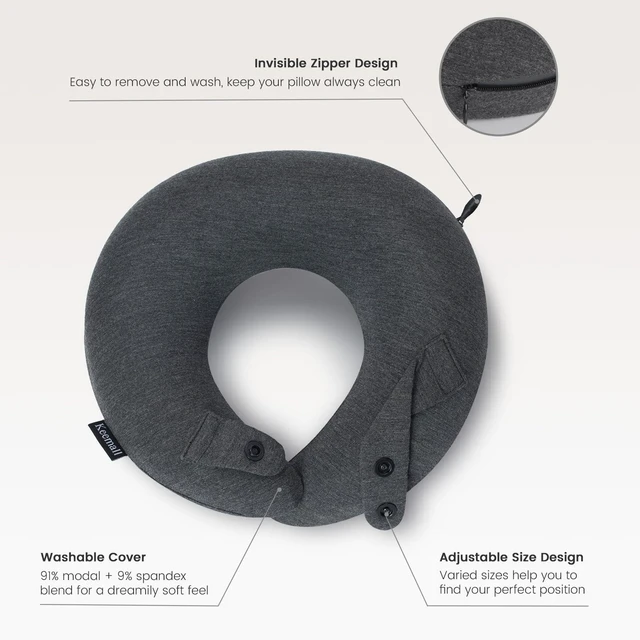 Alt view image 4 of 7 - Upgraded Premium Inflatable Travel Neck Pillow for Airplane & Car | 3rd Generation Double Comfort, Adjustable Neck & Shoulder Headrest to Relieve Neck Pain,Separate Storage Bag for Office Naps