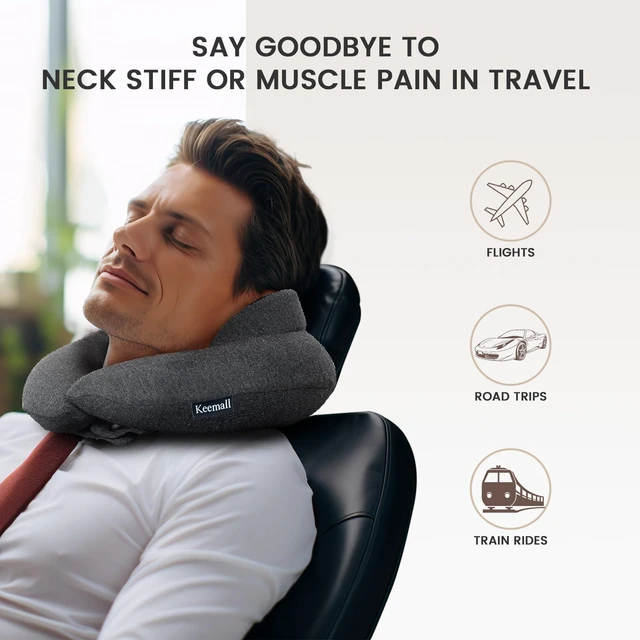 Alt view image 5 of 7 - Upgraded Premium Inflatable Travel Neck Pillow for Airplane & Car | 3rd Generation Double Comfort, Adjustable Neck & Shoulder Headrest to Relieve Neck Pain,Separate Storage Bag for Office Naps