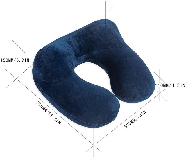 Alt view image 6 of 7 - Inflatable Travel Pillow, Neck Pillow Support for Traveling, Airplanes, Cars, and Offices with Compact Carrying Bag, Soft Velvet Washable Cover, Ideal for Adult Sleepers (Blue)