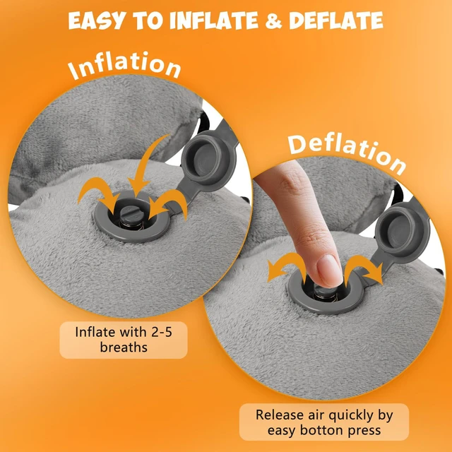 Alt view image 5 of 7 - Inflatable Neck Pillow Comfortable Inflatable Travel Neck Pillow for Airplanes, Trains, Cars, Blow up Neck Pillows for Air Travel, Portable & Washable, Perfect for Long Journeys