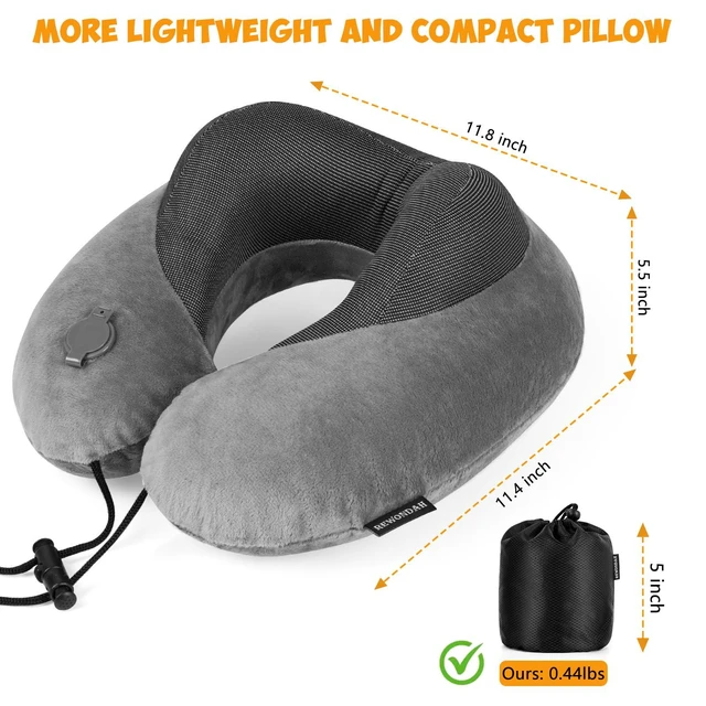 Alt view image 7 of 7 - Inflatable Neck Pillow Comfortable Inflatable Travel Neck Pillow for Airplanes, Trains, Cars, Blow up Neck Pillows for Air Travel, Portable & Washable, Perfect for Long Journeys