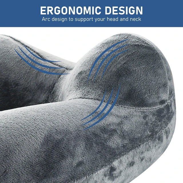 Alt view image 4 of 7 - 1 PcsInflatable Travel Pillows for Sleeping Airplane Inflatable Neck Pillow for Traveling Pillow Inflatable Travel Neck Pillows for Airplanes Sleeping, Train, Car, Office, with Eye Masks, Earplugs