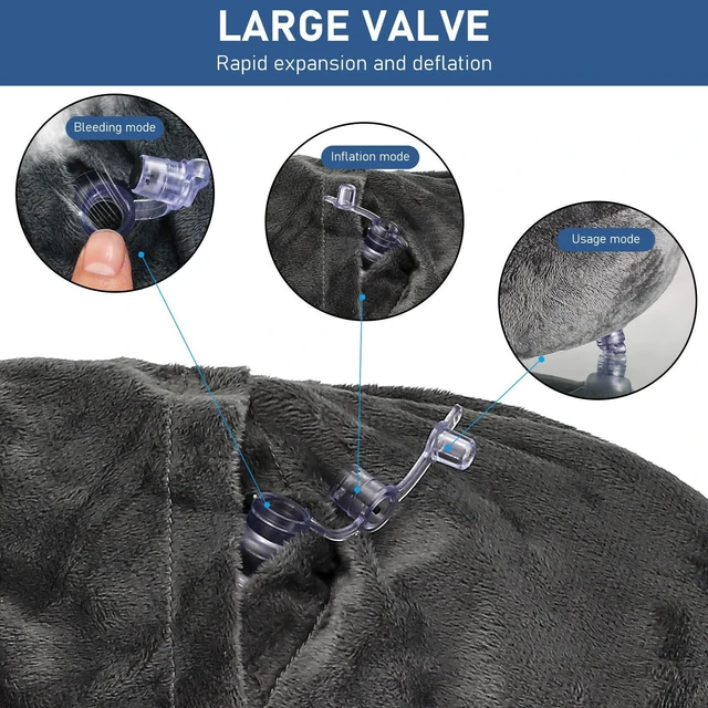 Alt view image 2 of 7 - 1 PcsInflatable Travel Pillows for Sleeping Airplane Inflatable Neck Pillow for Traveling Pillow Inflatable Travel Neck Pillows for Airplanes Sleeping, Train, Car, Office, with Eye Masks, Earplugs