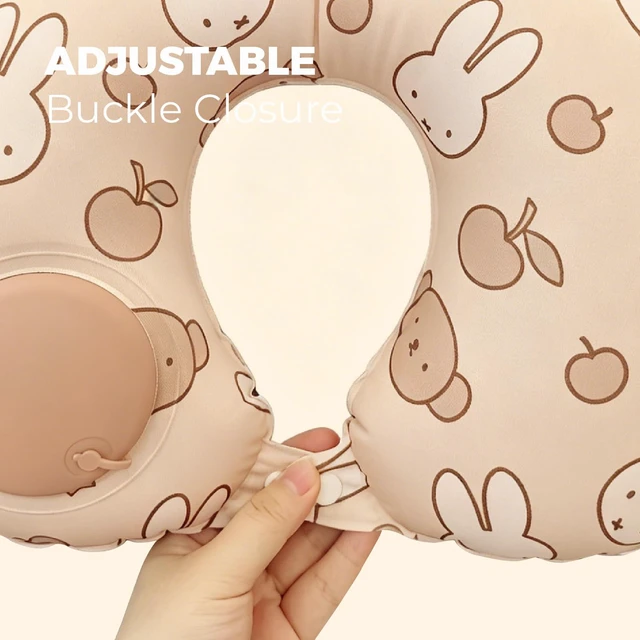 Alt view image 7 of 7 - X Miffy Inflatable Neck Pillow for Traveling - Inflatable Travel Pillow for Airplanes - Neck Air Pillow, Blow Up Travel Pillows for Neck Support (Light Beige)