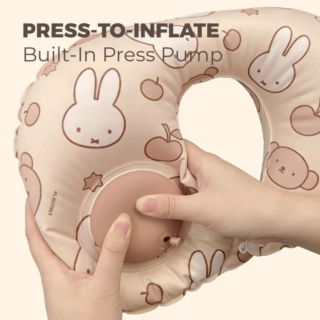 Alt view image 6 of 7 - X Miffy Inflatable Neck Pillow for Traveling - Inflatable Travel Pillow for Airplanes - Neck Air Pillow, Blow Up Travel Pillows for Neck Support (Light Beige)