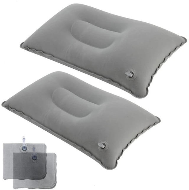 Main image of 2Pack Ultralight A4 Size Inflatable Travel Pillow, Small Squared Flocked Fabric Air Pillow for Traveling, Holiday Trip, Hiking, Camping,Napping,Neck Lumbar Support(Gray)