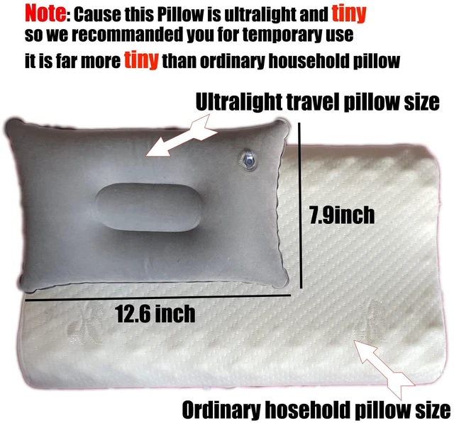 Alt view image 4 of 7 - 2Pack Ultralight A4 Size Inflatable Travel Pillow, Small Squared Flocked Fabric Air Pillow for Traveling, Holiday Trip, Hiking, Camping,Napping,Neck Lumbar Support(Gray)