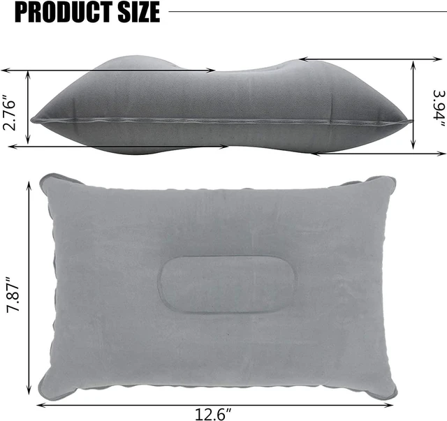 Alt view image 5 of 7 - 2Pack Ultralight A4 Size Inflatable Travel Pillow, Small Squared Flocked Fabric Air Pillow for Traveling, Holiday Trip, Hiking, Camping,Napping,Neck Lumbar Support(Gray)
