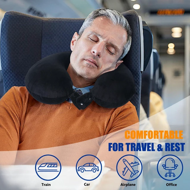 Alt view image 2 of 6 - Travel Pillow 100% Pure Memory Foam Travel Neck Pillow, Airplane Pillow for TravelingCarHomeOfficeWashable CoverBlack