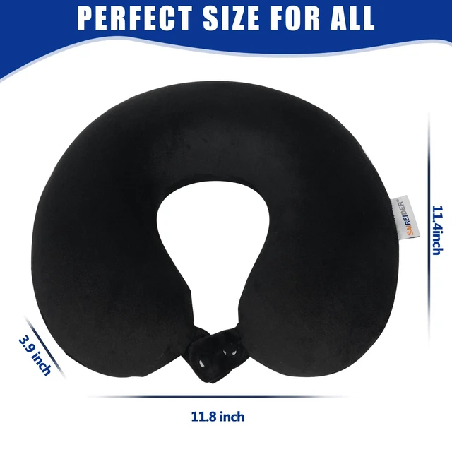 Alt view image 6 of 6 - Travel Pillow 100% Pure Memory Foam Travel Neck Pillow, Airplane Pillow for TravelingCarHomeOfficeWashable CoverBlack