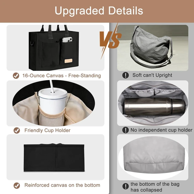 Alt view image 6 of 7 - Canvas Tote Bag for Women Crossbody Work Purse with Pockets Top Handle Handbag Satchel Bags for Travel Nurse Teacher