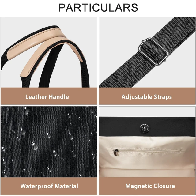 Alt view image 7 of 7 - Canvas Tote Bag for Women Crossbody Work Purse with Pockets Top Handle Handbag Satchel Bags for Travel Nurse Teacher