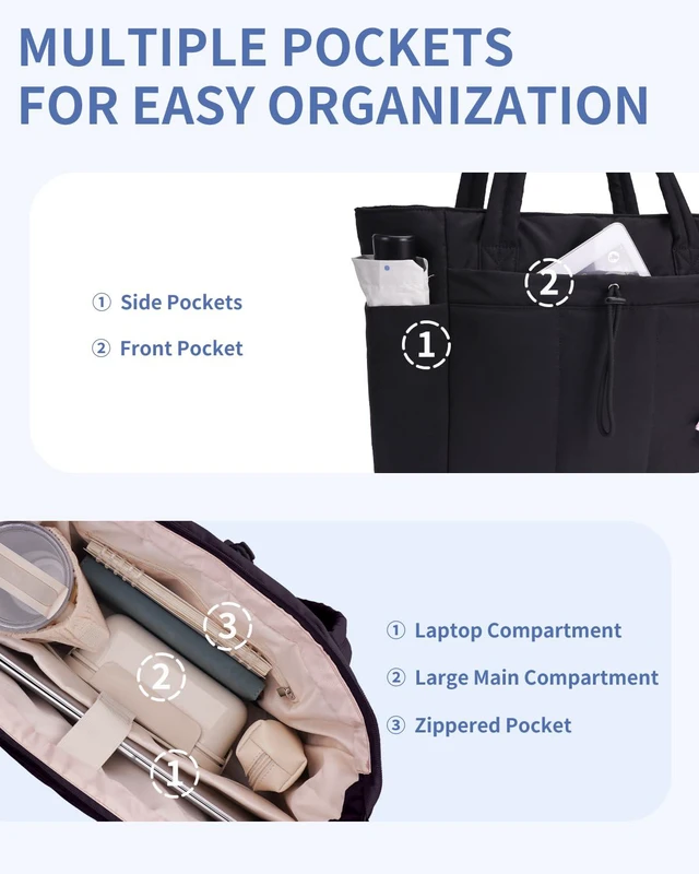 Alt view image 7 of 7 - Tote Bag for Women, Puffy Handbags for Work, Travel, Nurse Please proceed with the investigation using this title value.
