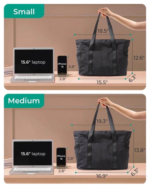 Alt view image 3 of 7 - Gym Tote Bag for Women, 24L/28L Travel Tote Yoga Mat Bag | Small & Medium Tote Bag with Zipper, Work Tote with Compartments Nurse Shoulder Hanbag for Travel, Gym