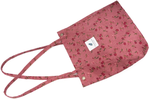 Alt view image 3 of 6 - Cute Corduroy Tote Bag Canvas Shoulder Handbags for Women Travel Shopping (Rose Wine Red)