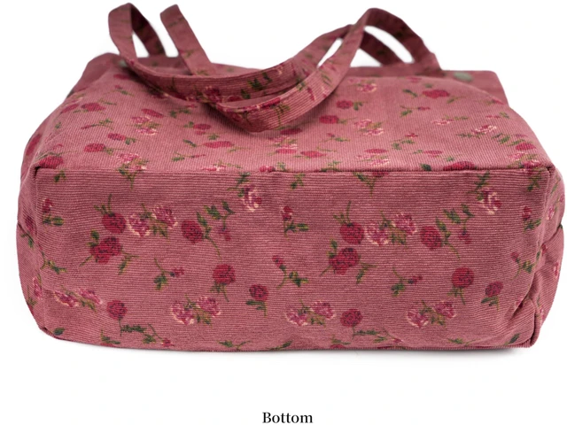 Alt view image 4 of 6 - Cute Corduroy Tote Bag Canvas Shoulder Handbags for Women Travel Shopping (Rose Wine Red)