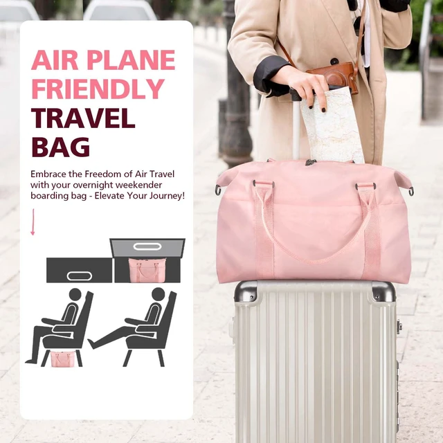 Alt view image 2 of 7 - Travel Duffle Bag, Waterproof Weekender Carry On Tote Bags for Women, Sport Gym Bag for Men, Hospital Bag for Labor and Delivery, Overnight Luggage Bag with Trolley Sleeve Coral Pink