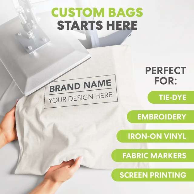 Alt view image 4 of 7 - Canvas Tote Bag 13"x15" (15 Pack) Thick Shopping Canvas Tote Bags Bulk Blank Reusable Grocery Bags for DIY Art & Craft, Sublimation 79163 (Beige)