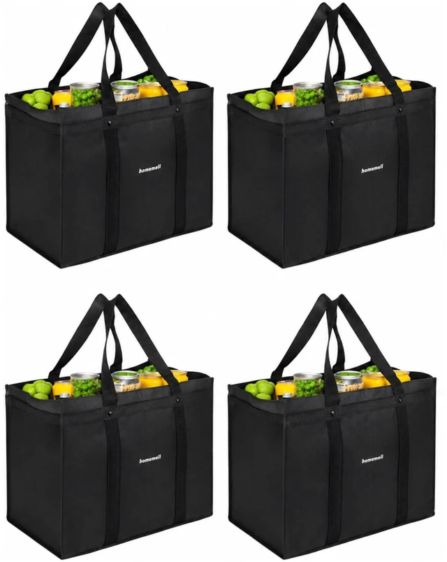 Main image of Heavy Duty Reusable Grocery Bags, Large Shopping Tote Bag, 4 Pack | Folds Flat For Easy Storage, Up To 100 Lbs Capacity, Perfect For Shopping, Storage, Everyday Use