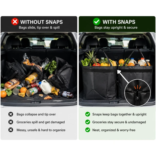 Alt view image 5 of 7 - Heavy Duty Reusable Grocery Bags, Large Shopping Tote Bag, 4 Pack | Folds Flat For Easy Storage, Up To 100 Lbs Capacity, Perfect For Shopping, Storage, Everyday Use