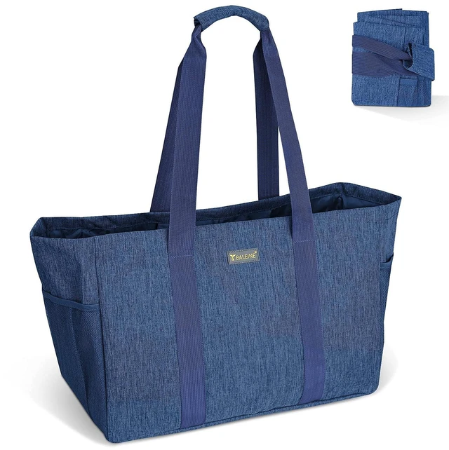 Main image of Soft 9 Gallon Extra Large Utility Tote, Foldable Reusable Storage Bag (Denim Blue)