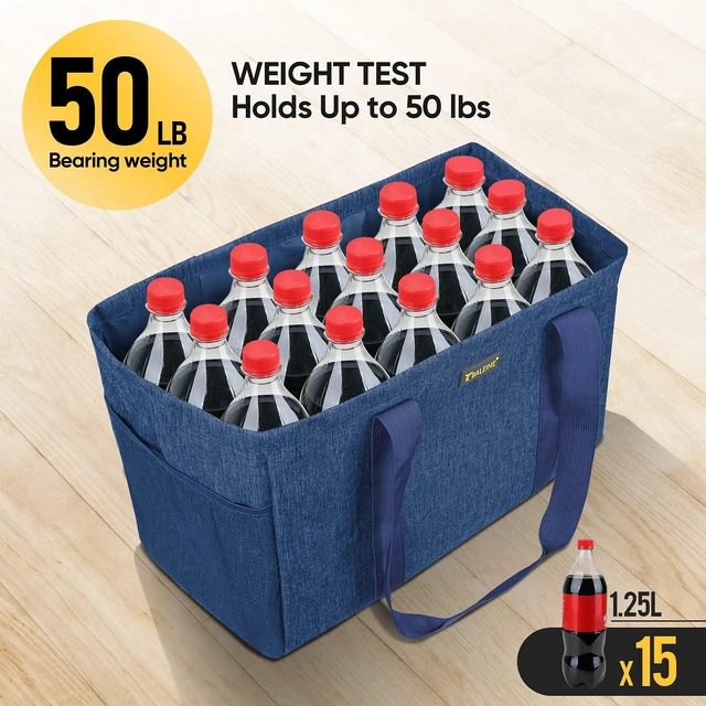 Alt view image 7 of 7 - Soft 9 Gallon Extra Large Utility Tote, Foldable Reusable Storage Bag (Denim Blue)