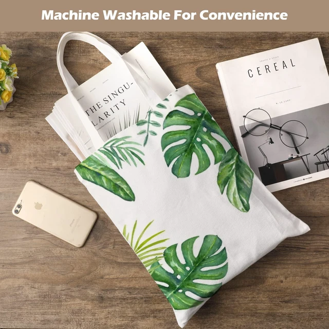 Alt view image 3 of 6 - 10 Pieces Sublimation Tote Bags Printing Blank Canvas Tote Bags Reusable Washable Polyester Grocery Bags for Decorating and DIY Crafting White (10)
