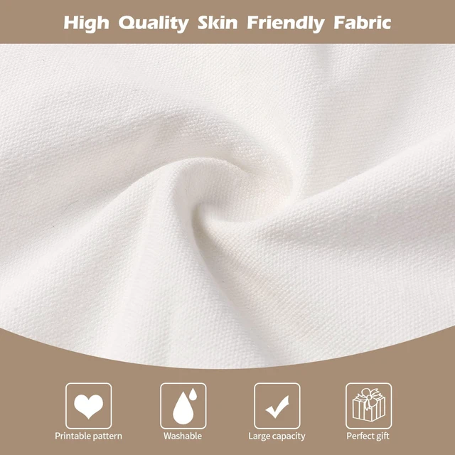 Alt view image 5 of 6 - 10 Pieces Sublimation Tote Bags Printing Blank Canvas Tote Bags Reusable Washable Polyester Grocery Bags for Decorating and DIY Crafting White (10)