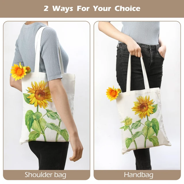 Alt view image 4 of 6 - 10 Pieces Sublimation Tote Bags Printing Blank Canvas Tote Bags Reusable Washable Polyester Grocery Bags for Decorating and DIY Crafting White (10)