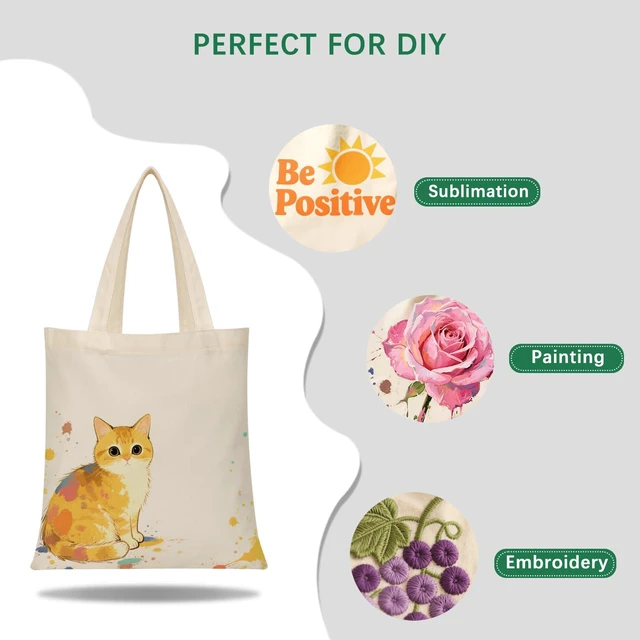 Alt view image 7 of 7 - Sublimation Tote Bags,polyester tote bags for sublimation,DIY customization blank canvas bags 13 * 15 in