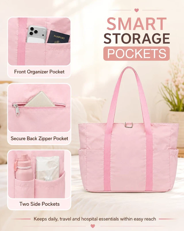 Alt view image 3 of 7 - Travel Bags for Women, 26L Capacity Travel Bag, Small Zipper Tote Bag for Work Every Day, Lightweight Shoulder Handbag Hospital Overnight Weekender Bag Travel Essentials