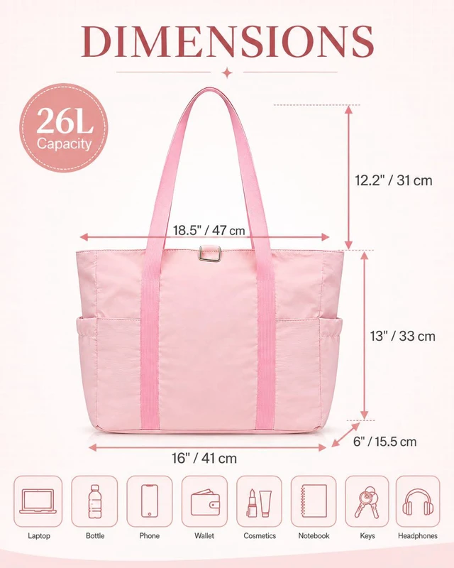 Alt view image 5 of 7 - Travel Bags for Women, 26L Capacity Travel Bag, Small Zipper Tote Bag for Work Every Day, Lightweight Shoulder Handbag Hospital Overnight Weekender Bag Travel Essentials