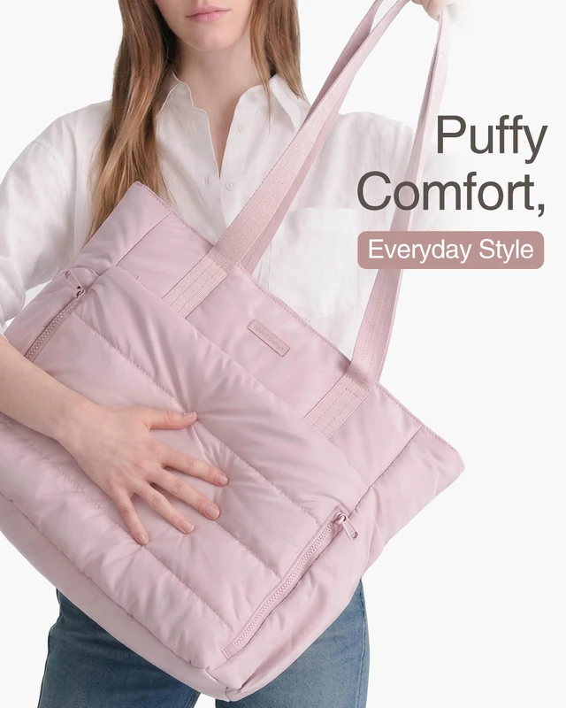 Alt view image 6 of 7 - Work Tote Bag for Women, Puffy Large Lightweight Office Travel Purse | Roomy tote holds laptop, wallet, cosmetics, and daily essentials for office, travel, and weekend use
